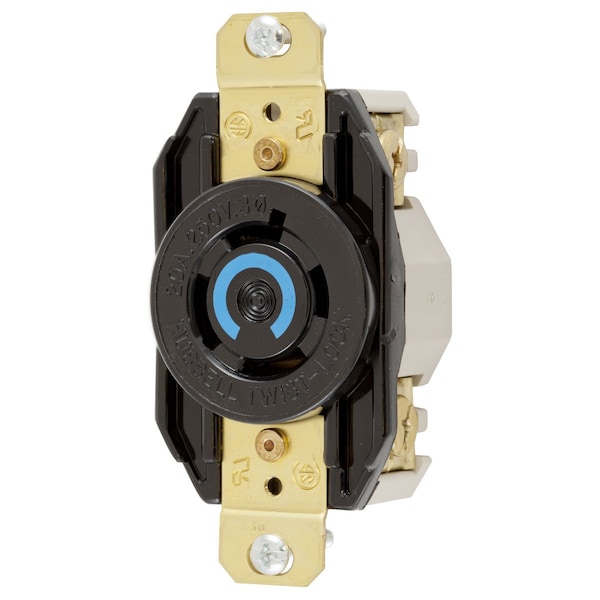 Locking Receptacle, L15-20R, 20 A, 250V AC, Three Phase, 3 Pole, Flush Mount, Screw Terminals